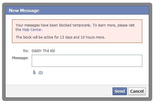 Your messages have been blocked temporarily. Facebook