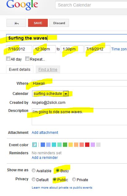 Create Event Google Calendar